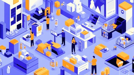 Modern Warehouse Operations with Vibrant Colors