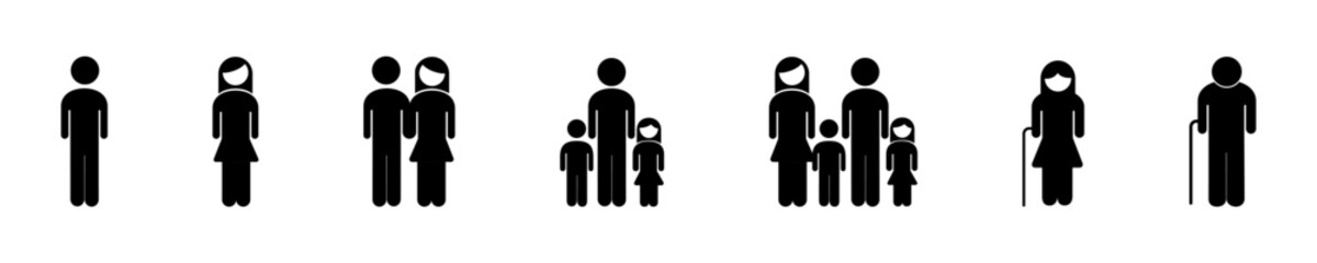 Family vector icon set