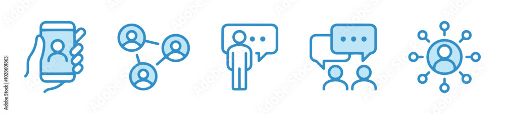 Poster connection communication vector icon set