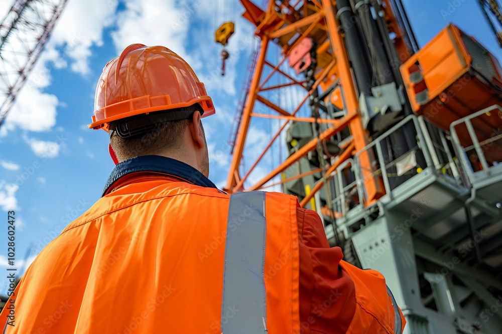Poster construction site with cranes generative ai image