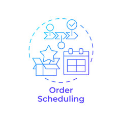 Order scheduling blue gradient concept icon. Task processing, workflow planning. Round shape line illustration. Abstract idea. Graphic design. Easy to use in infographic, presentation