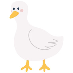 Hand drawn white duck cartoon illustration 