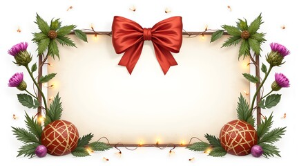 Saint Andrew's Day greeting card with decorative elements and ribbon on a soft background with copy space