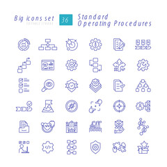 Standard operating procedures linear icons set. Task management, workflow guidelines. Hierarchy structure. Customizable thin line symbols. Isolated vector outline illustrations. Editable stroke