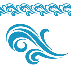 Water Wave Logo abstract design. Cosmetics Surf Sport Logotype concept.