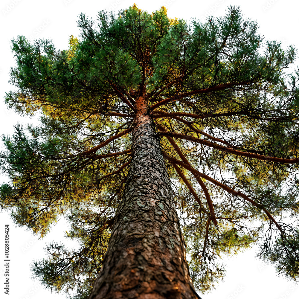 Aufkleber tall pine tree with rustic trunk and branches