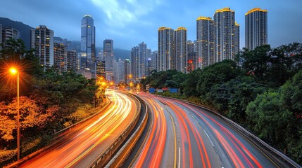 Obraz premium Smart traffic management systems controlling city traffic flow through interconnected digital platforms Stock Photo with side copy space