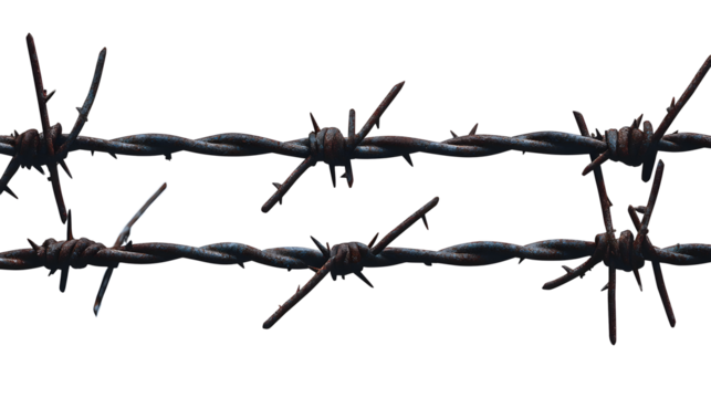 Set of barbed wires transparent background.