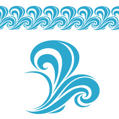 Water Wave Logo abstract design. Cosmetics Surf Sport Logotype concept.