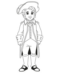 Aristocratic cartoon man of Europe of Renaissance period. France People wearing medieval fashion vintage clothes. PNG Illustration