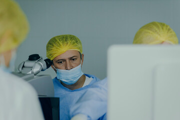 Eye surgery in a modern clinic. Vision correction	
