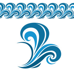 Water Wave Logo abstract design. Cosmetics Surf Sport Logotype concept.