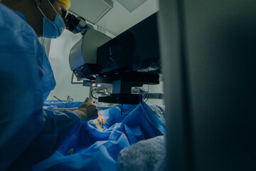 Eye surgery in a modern clinic. Vision correction	
