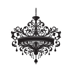 Elegant Chandelier Silhouette Vector Designs for Digital Art