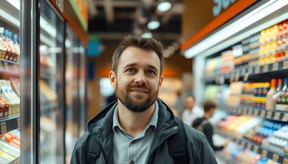 Naklejka premium man in supermarket