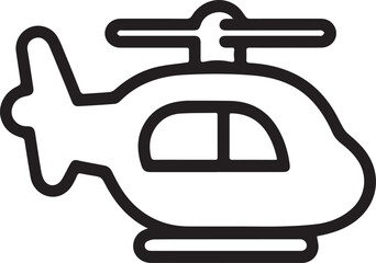 Helicopter vector illustration outline icon. Silhouette art of helicopter.