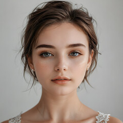 a close up of a woman wearing a wedding dress