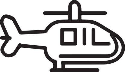 Helicopter vector illustration outline icon. Silhouette art of helicopter.