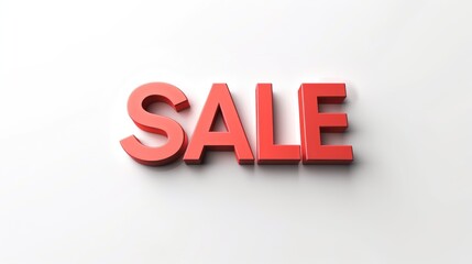 Bright red and white "SALE" in a bold, volumetric style. Ideal for advertising banners and shopping themes
