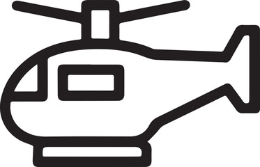 Helicopter vector illustration outline icon. Silhouette art of helicopter.