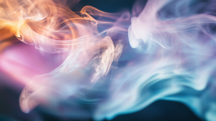 Soft Multicolor Swirling Smoke Abstract Art in Blue Orange and Pink Blend