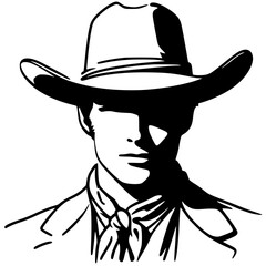 Cowboy portrait silhouette