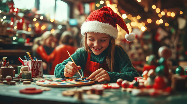 Joyful Elf Painting Toys in Christmas Workshop