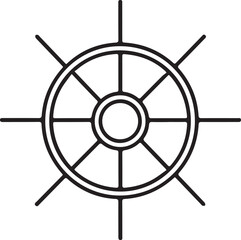 Obraz premium Ship steering vector illustration outline icon. Silhouette art of steering.