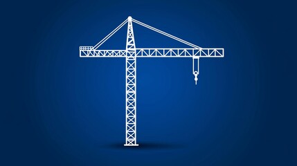 Naklejka premium Crane with smooth lines on a dark blue background, representing construction and heavy cargo handling in logistics.