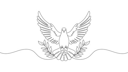 Dove line art style vector illustration. Dove as a symbol of peace and purity eps 10