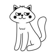 Cute cat. Halloween cat. Outline vector illustration.Doodle sketch icon. Isolated on white background.
