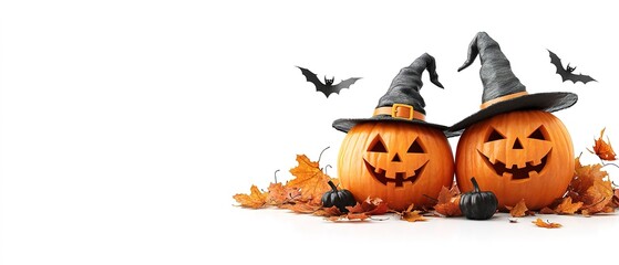 Halloween pumpkin with bats