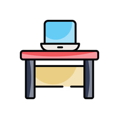 Desk with Laptop vector icon