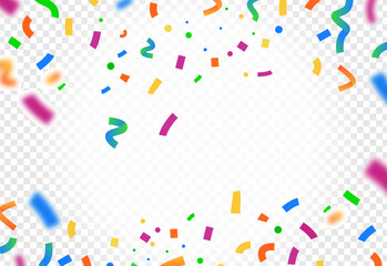 Realistic colorful confetti Transparent background,Shiny confetti isolated.