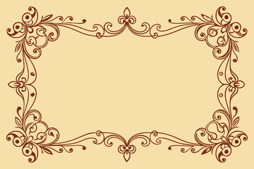 A gold frame with a design on it.