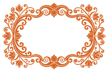 A set of orange and brown floral designs on a beige background (1).