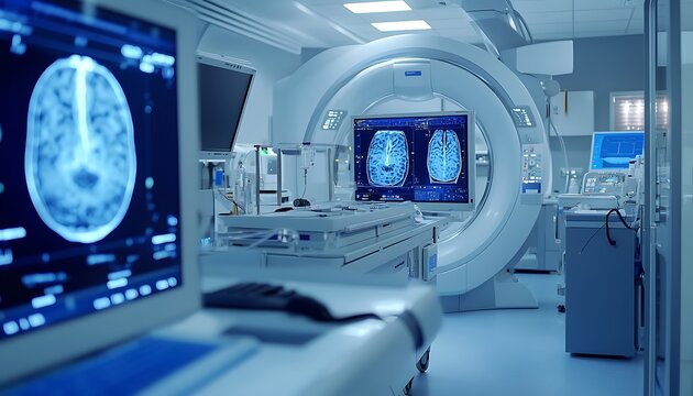 Clinical laboratory equipped with sophisticated diagnostic imaging machinery.