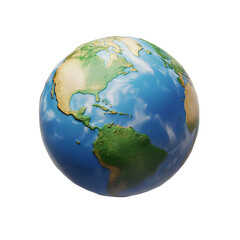 Fototapeta premium Earth globe 3d icon cartoon style floating on transparency background PNG