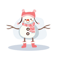 Cute Snowman in Winter Outfit. Perfect for Holiday and Festive Winter Scenes