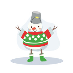 Cute Snowman in Winter Outfit. Perfect for Holiday and Festive Winter Scenes
