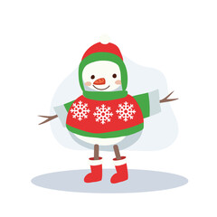 Cute Snowman in Winter Outfit. Perfect for Holiday and Festive Winter Scenes