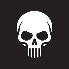 Obraz premium minimalist style melting human skull simple clean illustration for logo tattoo business purpose white isolated on black vector icon for branding high quality print