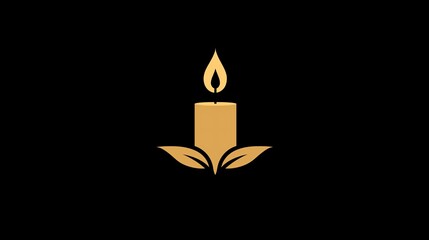 Minimalist Candle Logo with Golden Flame Symbolizing Elegance and Serenity, Perfect for Funeral Agency Branding