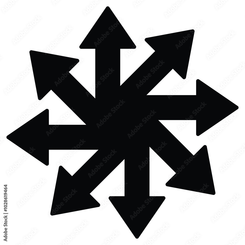 Poster many ways directional arrow icon set on white background. many different ways arrow sign vector illu