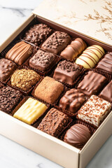 Chocolate box offering variety of delicious sweets