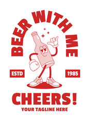 Happy Beer Bottle Mascot Character Shirt Design