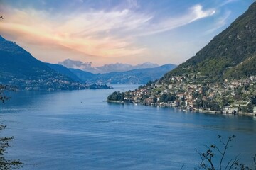 Como city in Italy, view from the lake