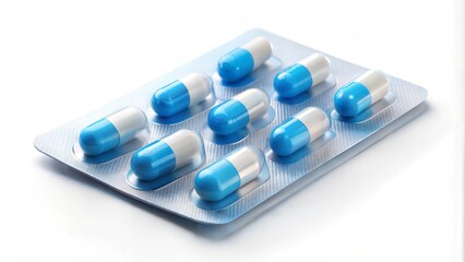  Blister pack of blue and white capsules