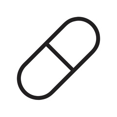  Black outline of capsule icon in flat style