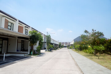 Modern Suburban Houses Along The Road 